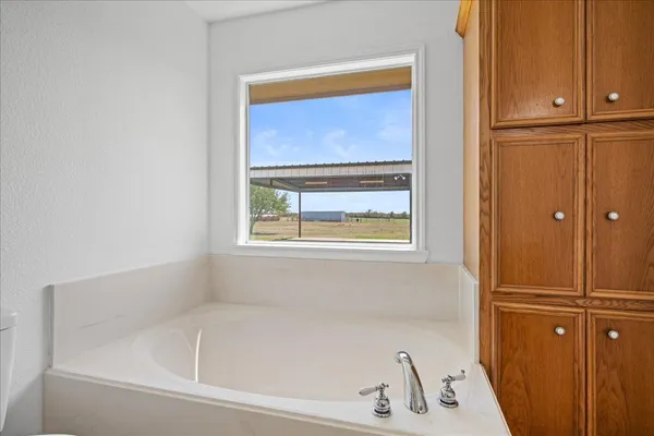 a bathroom with a tub