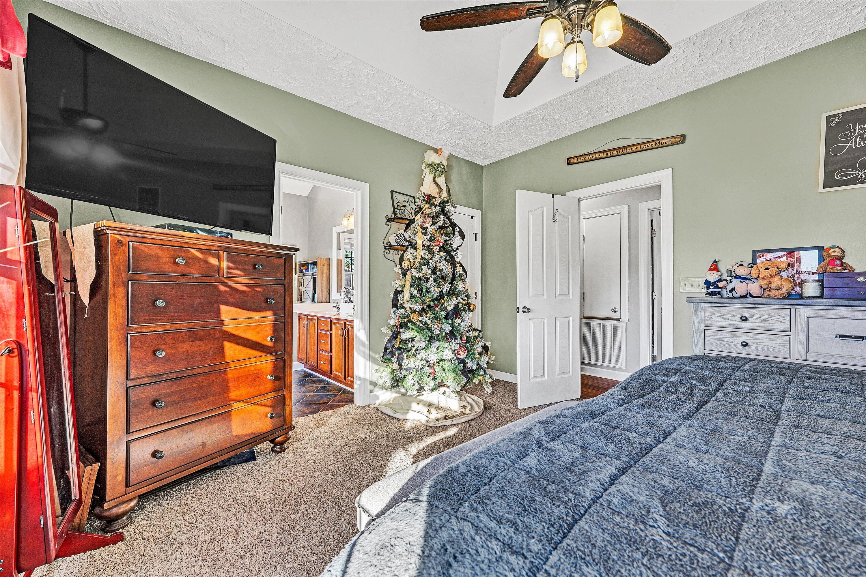 207 Overlook Road Vinton, VA 24179 - Photo 17 of 65 a bedroom with a bed and a flat tv screen