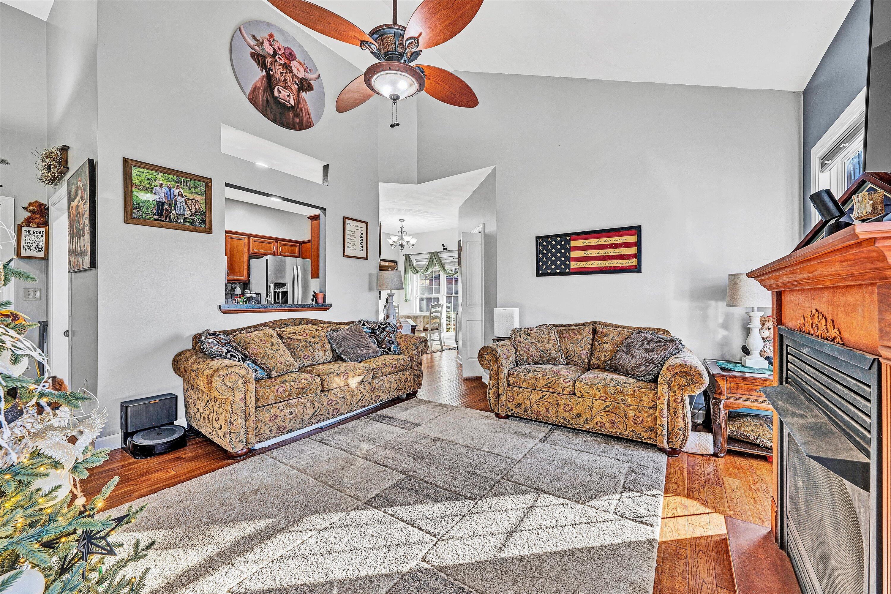 207 Overlook Road Vinton, VA 24179 - Photo 9 of 65 a living room with furniture a couch and a chandelier