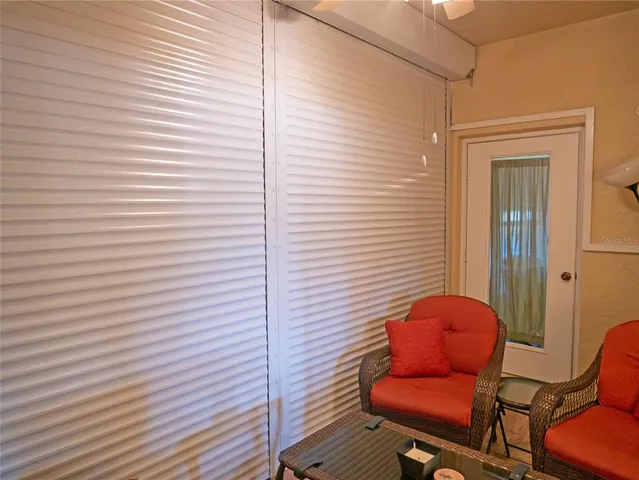 a chair and table in a bathroom