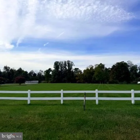 a green field with lots of trees in the background