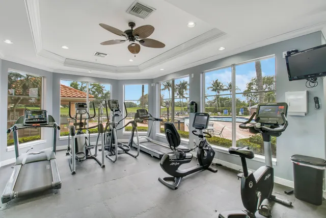 a view of a room with gym equipment