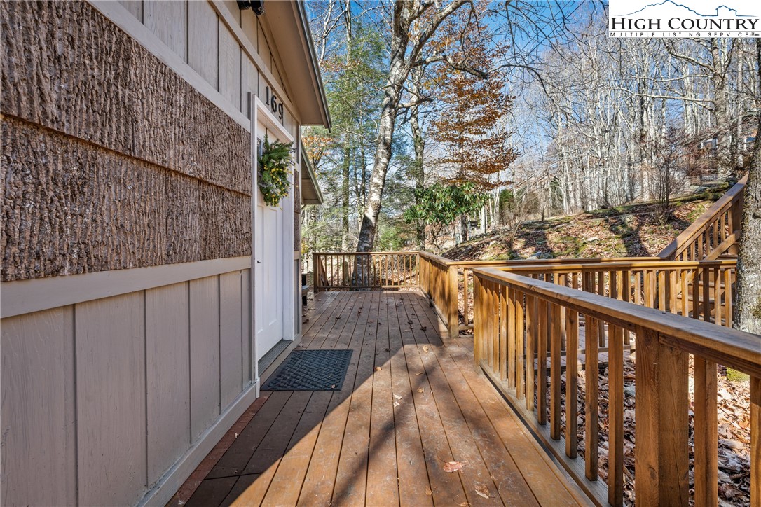 169 Hornbeam Road Beech Mountain, NC 28604 - Photo 42 of 48 a view of balcony with wooden floor