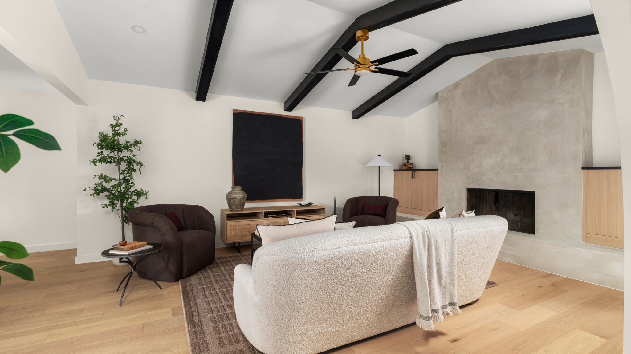 3101 Val Drive Austin, TX 78723 - Photo 9 of 40 a living room with furniture a fireplace and potted plants