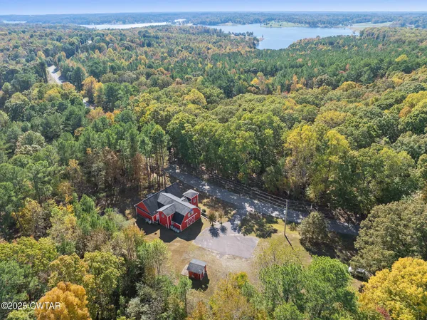 an aerial view of a house