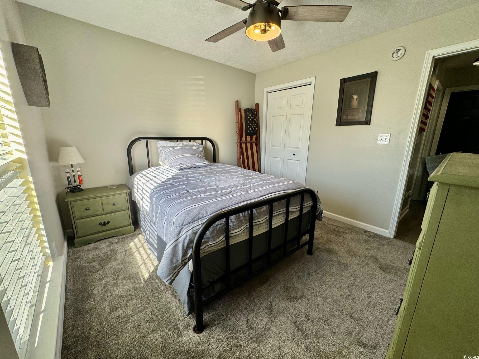 9883 Conifer Lane Murrells Inlet, SC 29576 - Photo 14 of 24 Bedroom featuring baseboards, carpet floors, a clo