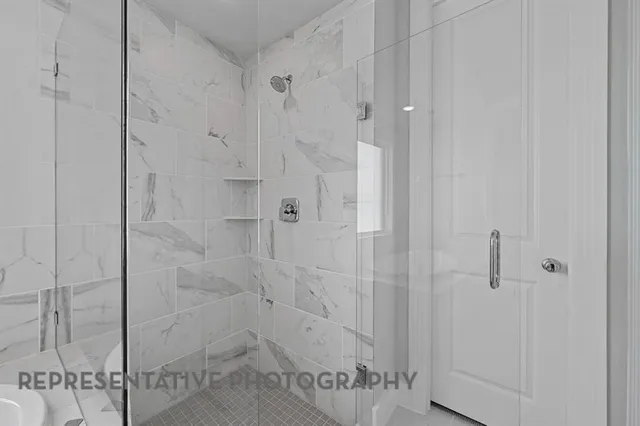 a bathroom with a shower