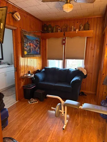 a room with a couch and a table