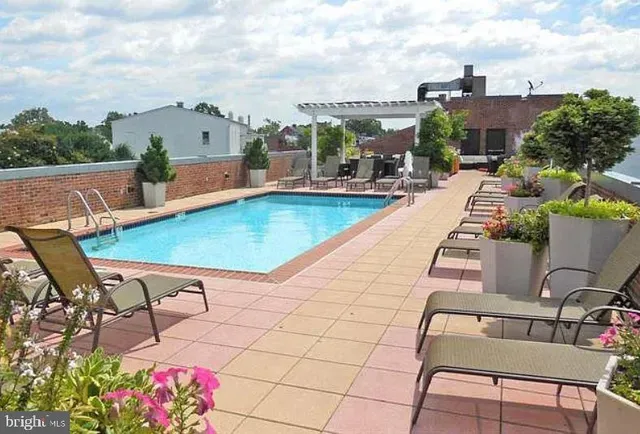 a view of a terrace with furniture