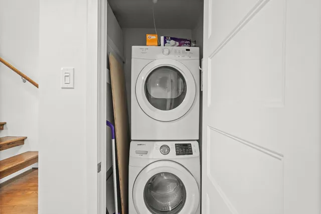 a view of a park with large trees