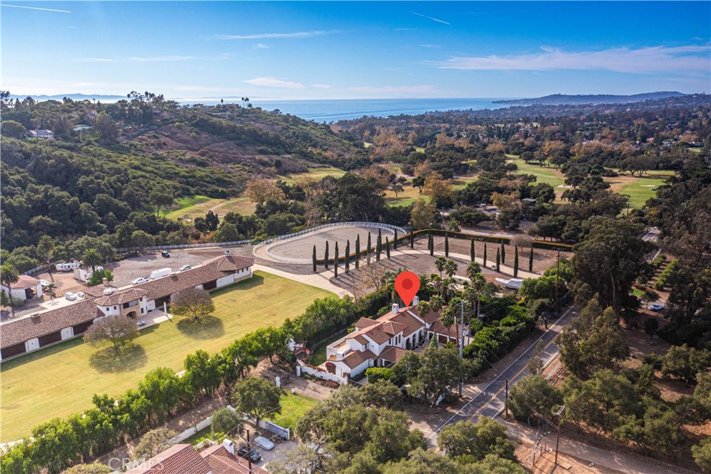 2347 East Valley Road Montecito, CA 93108 - Photo 41 of 43 an aerial view of residential houses with outdoor space and swimming pool