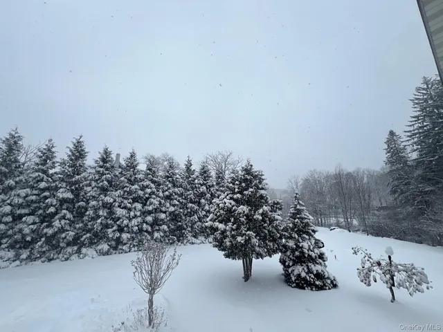 a view of roof covered with snow