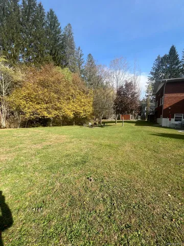 a view of a green field with clear sky