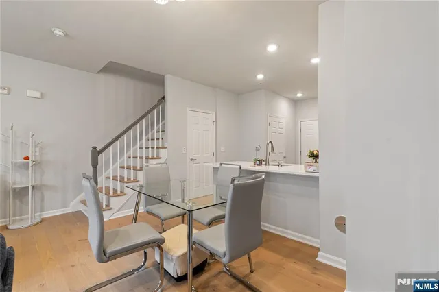 a view of workspace with wooden floor