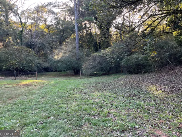 a view of a yard with a tree