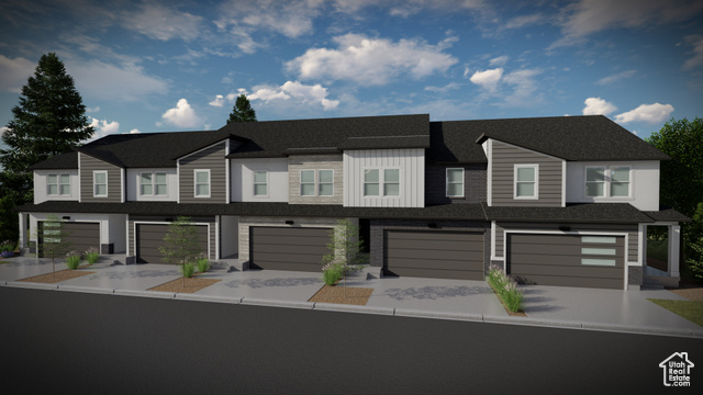 4720 Heartwood Road, Unit 438 Mapleton, UT 84664 - Photo 2 of 19 View of front of property featuring driveway, a residential view, roof with shingles, and a garage
