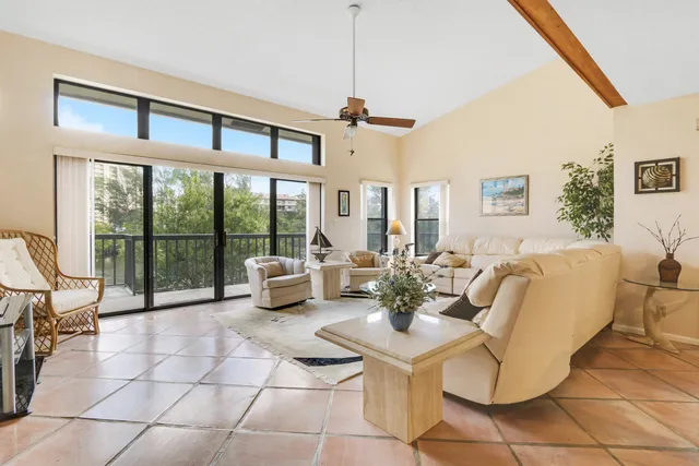 a living room with patio area