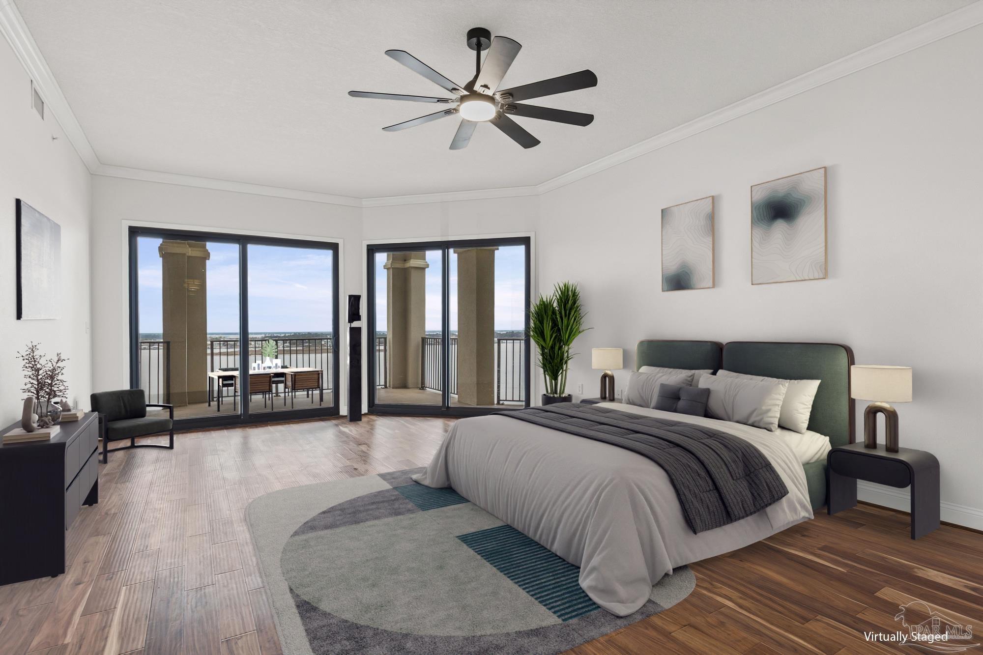 14900 River Road, Unit 904 Perdido Key, FL 32507 - Photo 23 of 62 a spacious bedroom with a large bed and a large window