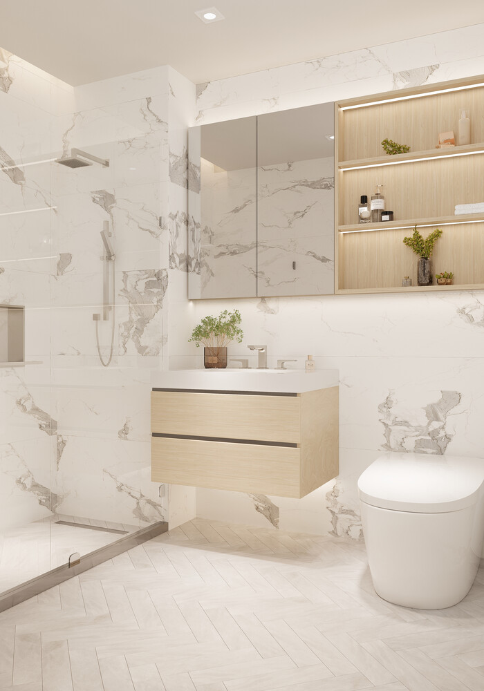 11-36 45th Road, Unit 407B Queens, NY 11101 - Photo 5 of 12 a bathroom with a bathtub and a sink