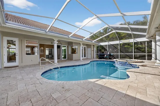 a view of a lake with a big yard