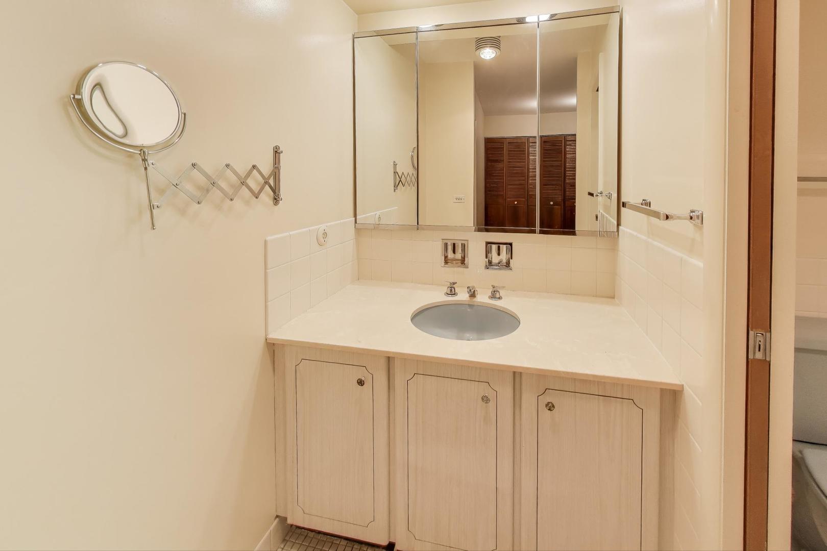 828 Oakton Street, Unit 5F Evanston, IL 60202 - Photo 21 of 37 a bathroom with a sink and a mirror