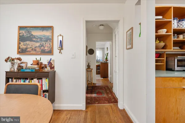 a view of a bedroom from a hallway