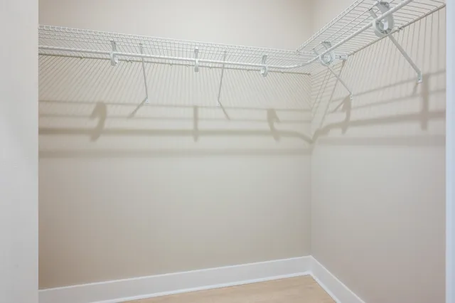 a view of a room with racks on the wall