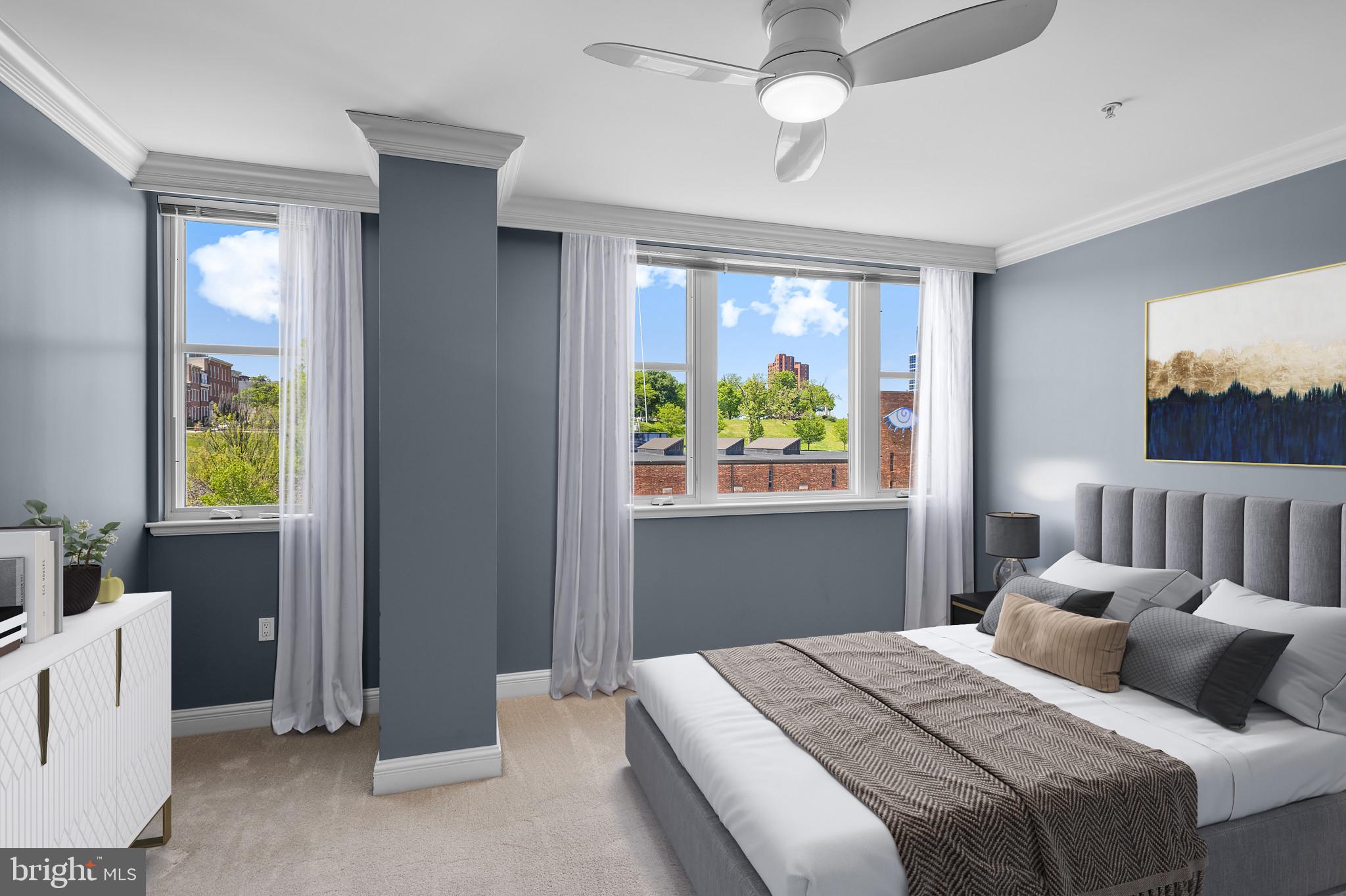 801 Key Highway, Unit P64 Baltimore, MD 21230 - Photo 18 of 52 Primary Bedroom with Gorgeous Views