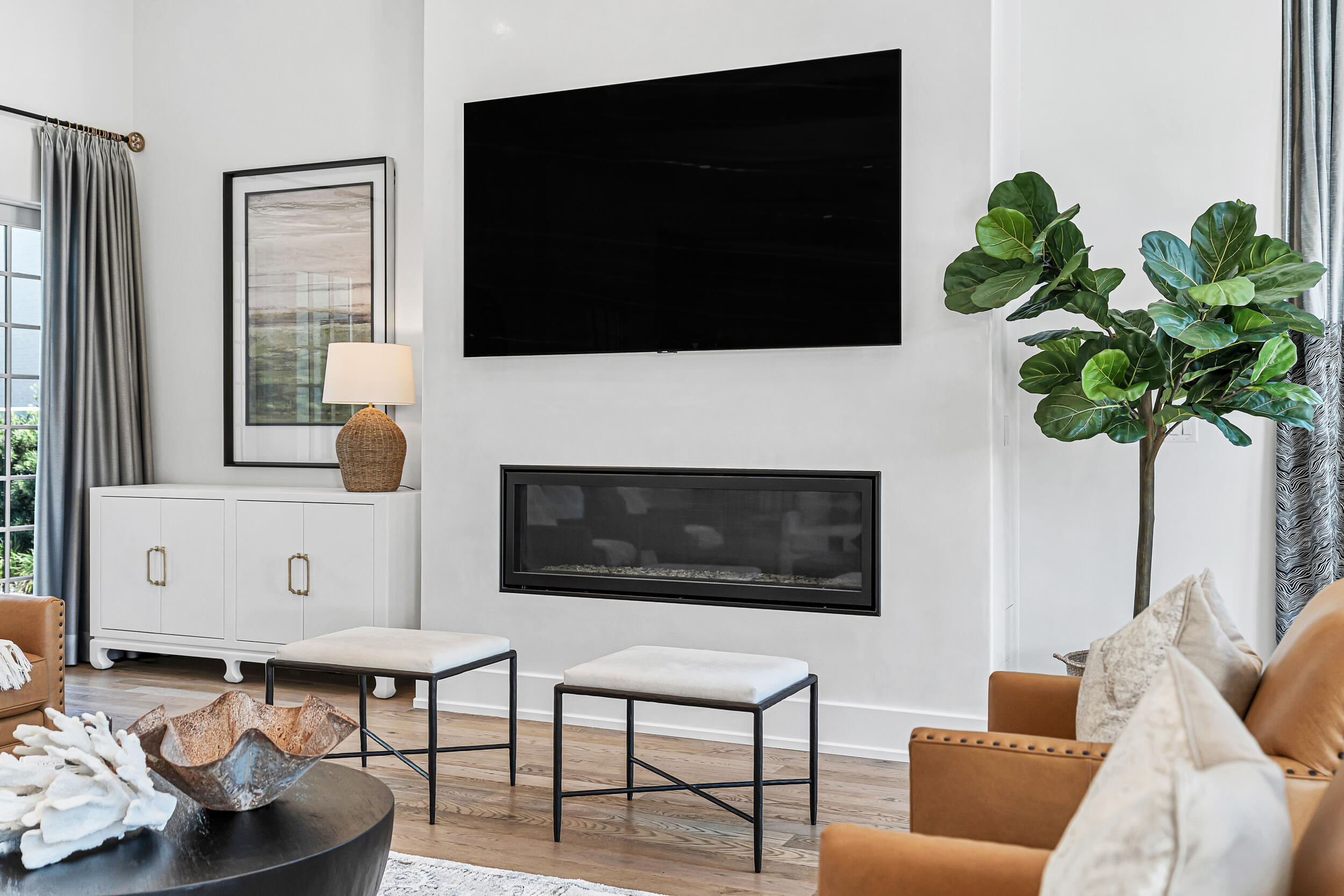 95 Tyler Santa Rosa Beach, FL 32459 - Photo 7 of 58 a living room with furniture fireplace and flat screen tv