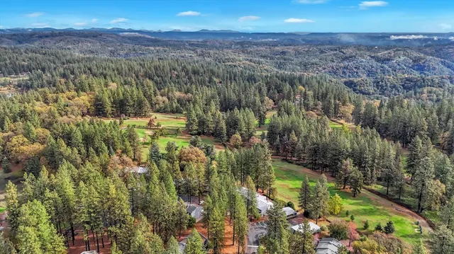 a view of a city with mountains in the background