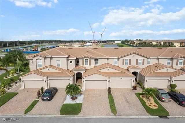 a view of a city with yard