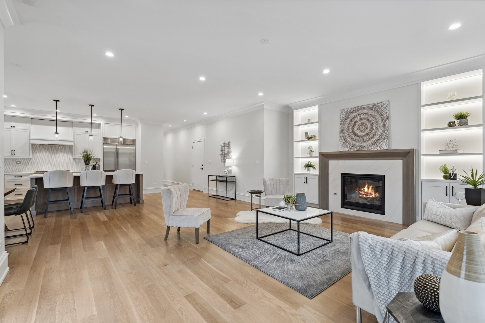 1511 West Byron Street, Unit 2 Chicago, IL 60613 - Photo 5 of 21 a living room with furniture and a fireplace
