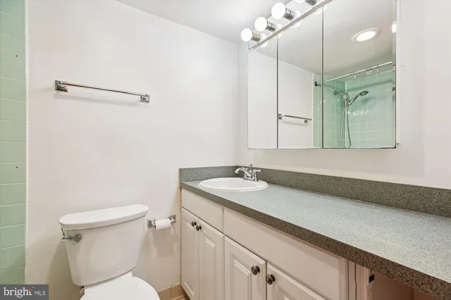 a bathroom with a bathtub and a toilet