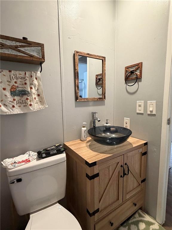828 Harrison Road Carrollton, GA 30117 - Photo 11 of 20 a bathroom with a sink a toilet and a mirror