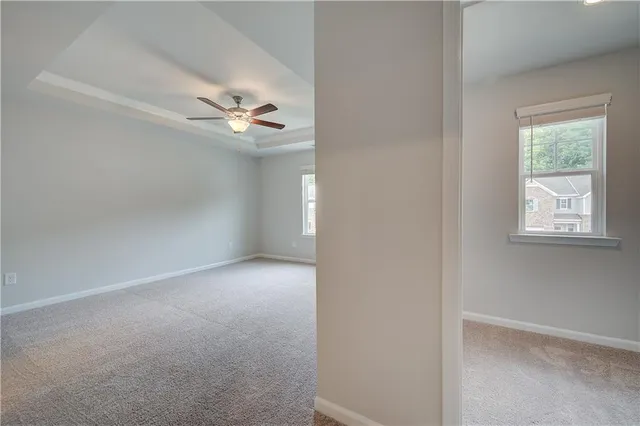 a view of a small space with a window