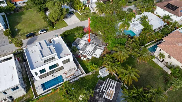 an aerial view of a house