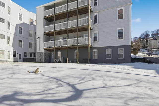 a view of a building with a street