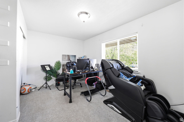 1816 River Bottom Road Springville, UT 84663 - Photo 14 of 37 Bright room featuring a single window with blinds, a flush mount ceiling light fixture, and light-colored carpeting