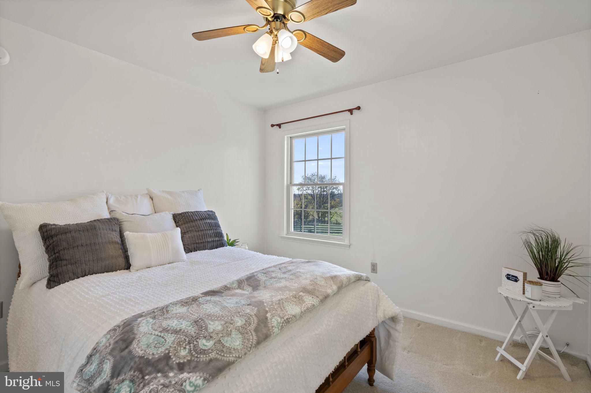 5715 Emory Road Upperco, MD 21155 - Photo 17 of 43 a bedroom with a bed and a chandelier