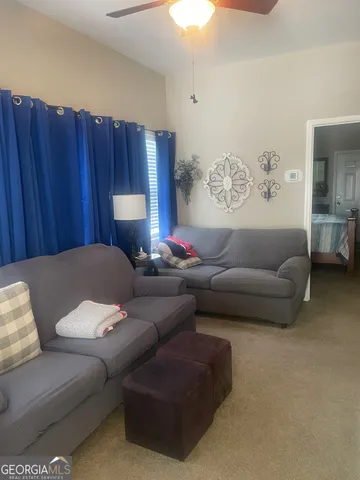 a living room with furniture and a couch