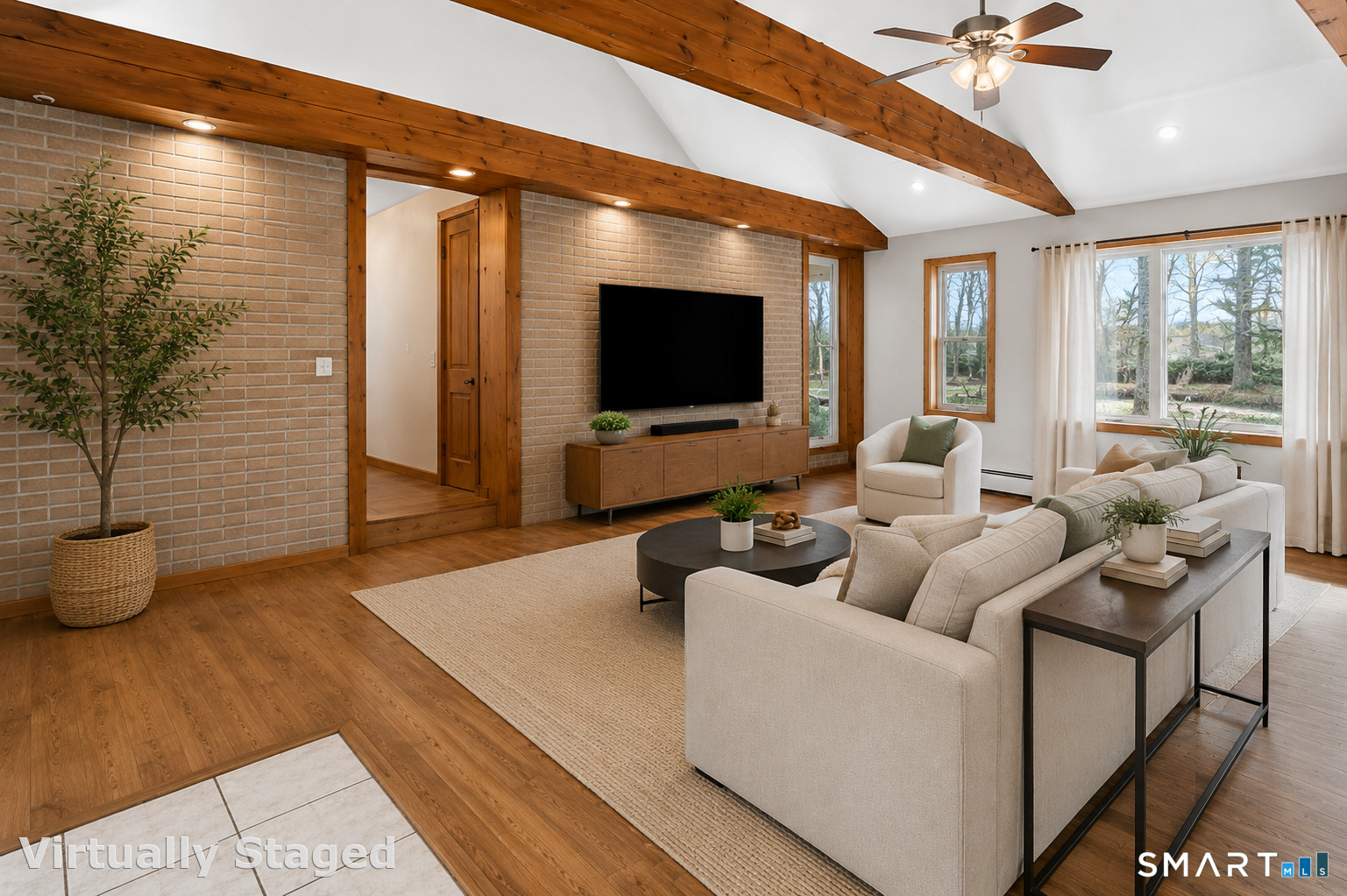 208 Bungay Road Seymour, CT 06483 - Photo 1 of 24 a living room with furniture and a flat screen tv