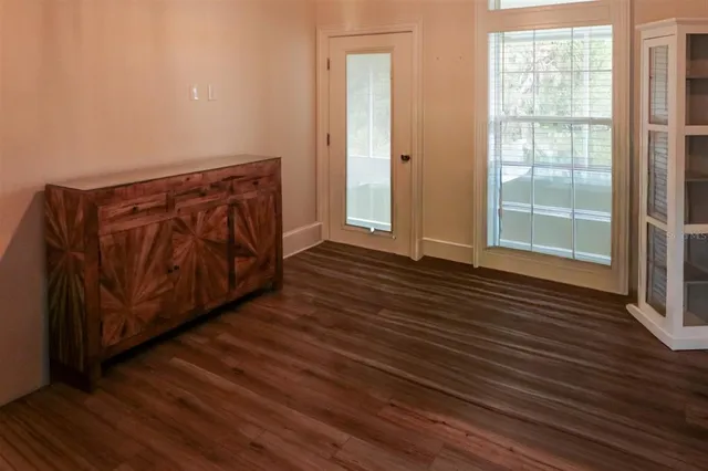 a view of wooden floor with wooden floor