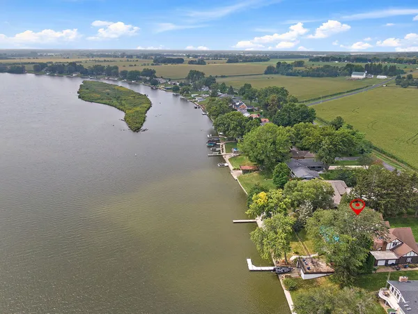 an aerial view of a house