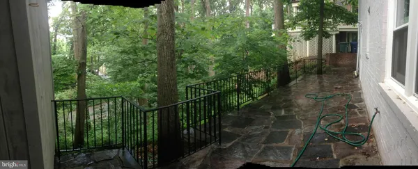 a view of a balcony with an outdoor space