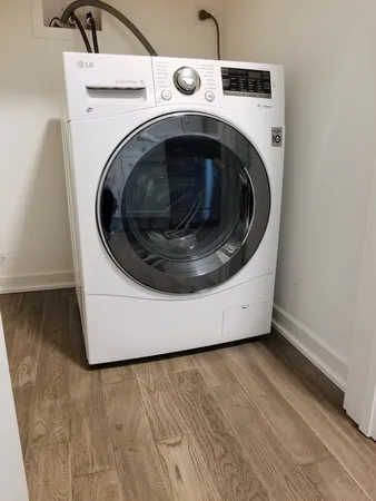 a close up view of washer and dryer