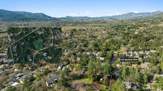 a view of a city with mountain