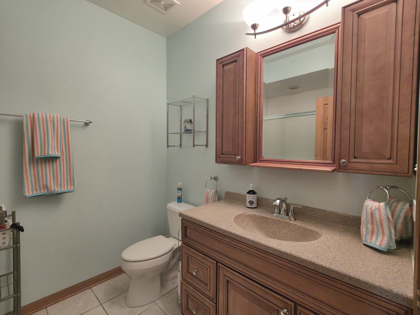 10160 Lancaster Drive Mokena, IL 60448 - Photo 16 of 41 a bathroom with a granite countertop sink and a toilet