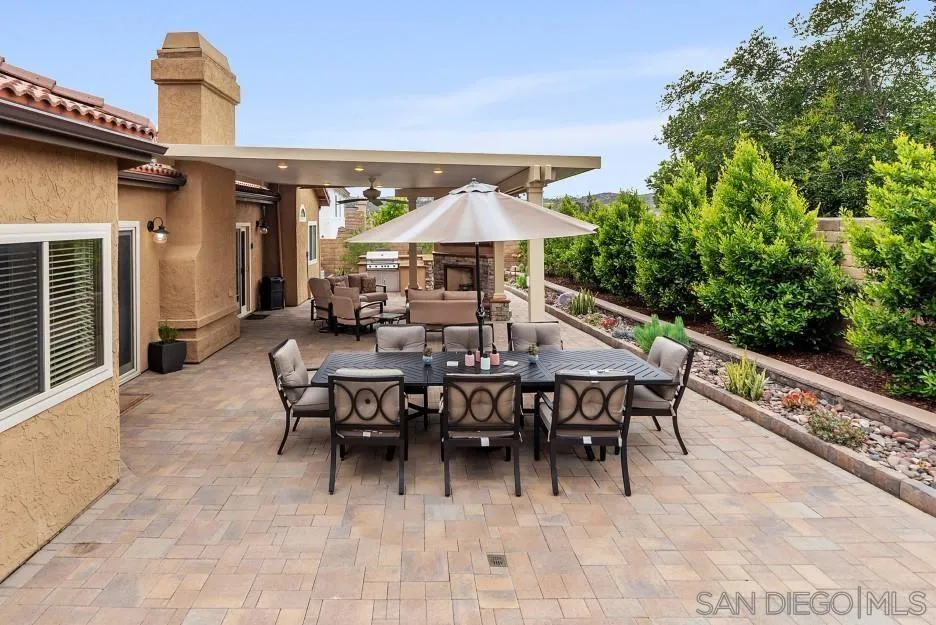 14420 Silver Heights Road Poway, CA 92064 - Photo 73 of 73 a view of a patio with a table and chairs under an umbrella