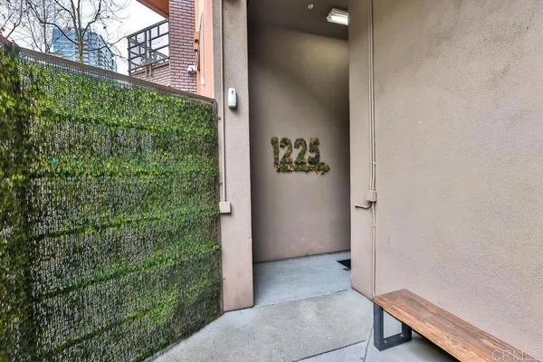 a view of a city from a patio