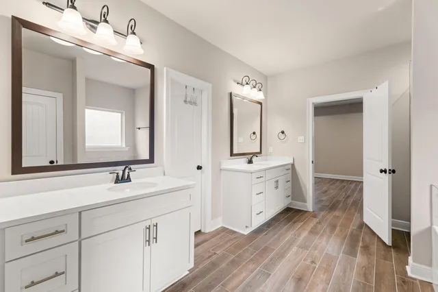 a view of an empty walk in closet